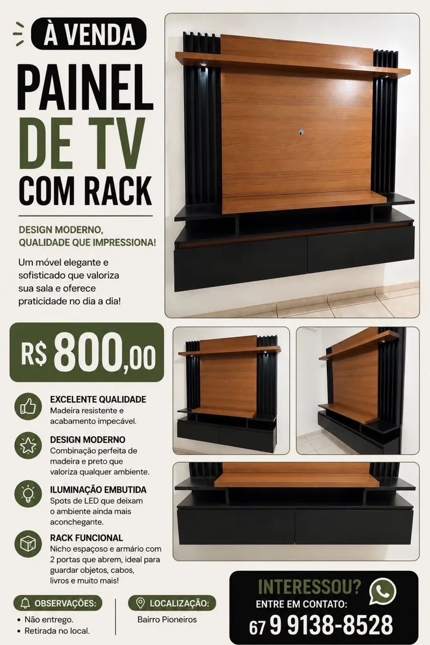 Painel de TV com Rack