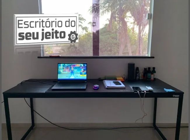  Escrivaninha 1,80m NOVA Mesa de Escritório Industrial Multiuso Computador Gamer Notebook - Foto 3