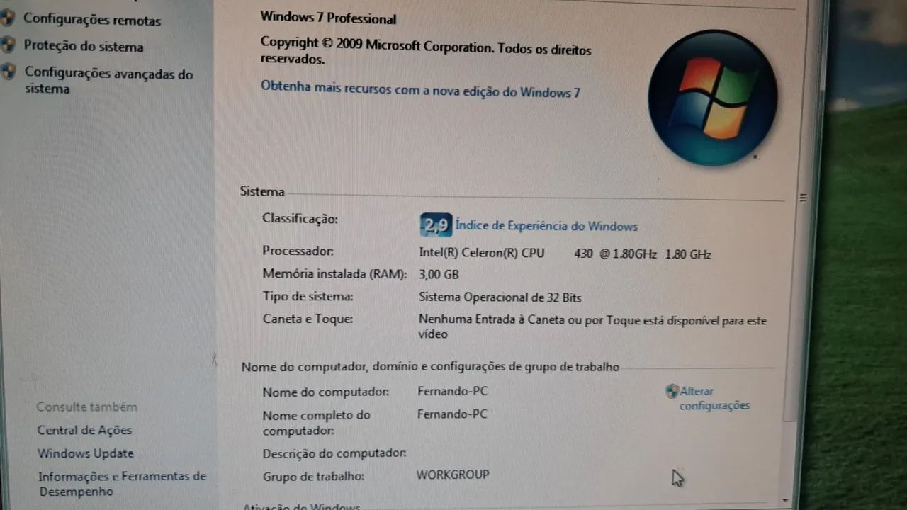 Computador + tela , intel celeron