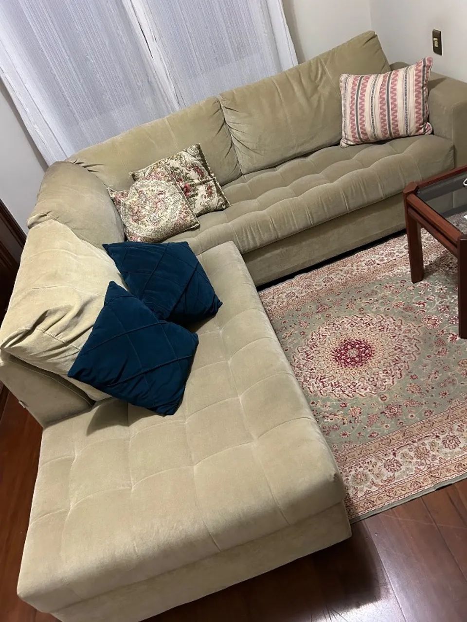 sofá com chaise longue sola sheslon