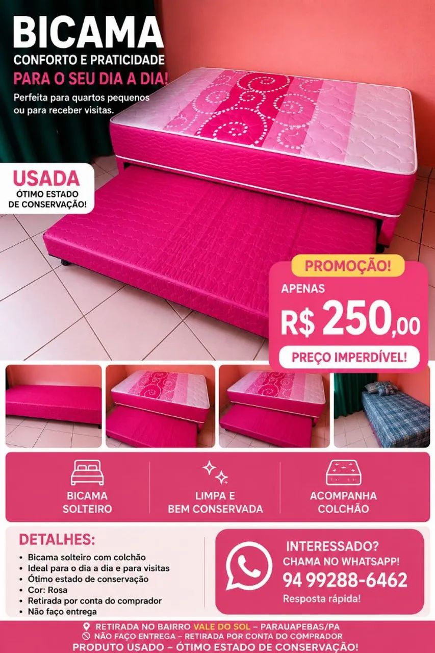 Cama box de solteiro com bicama