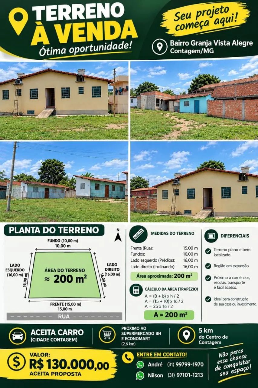 VENDE-SE TERRENO CONTAGEM 