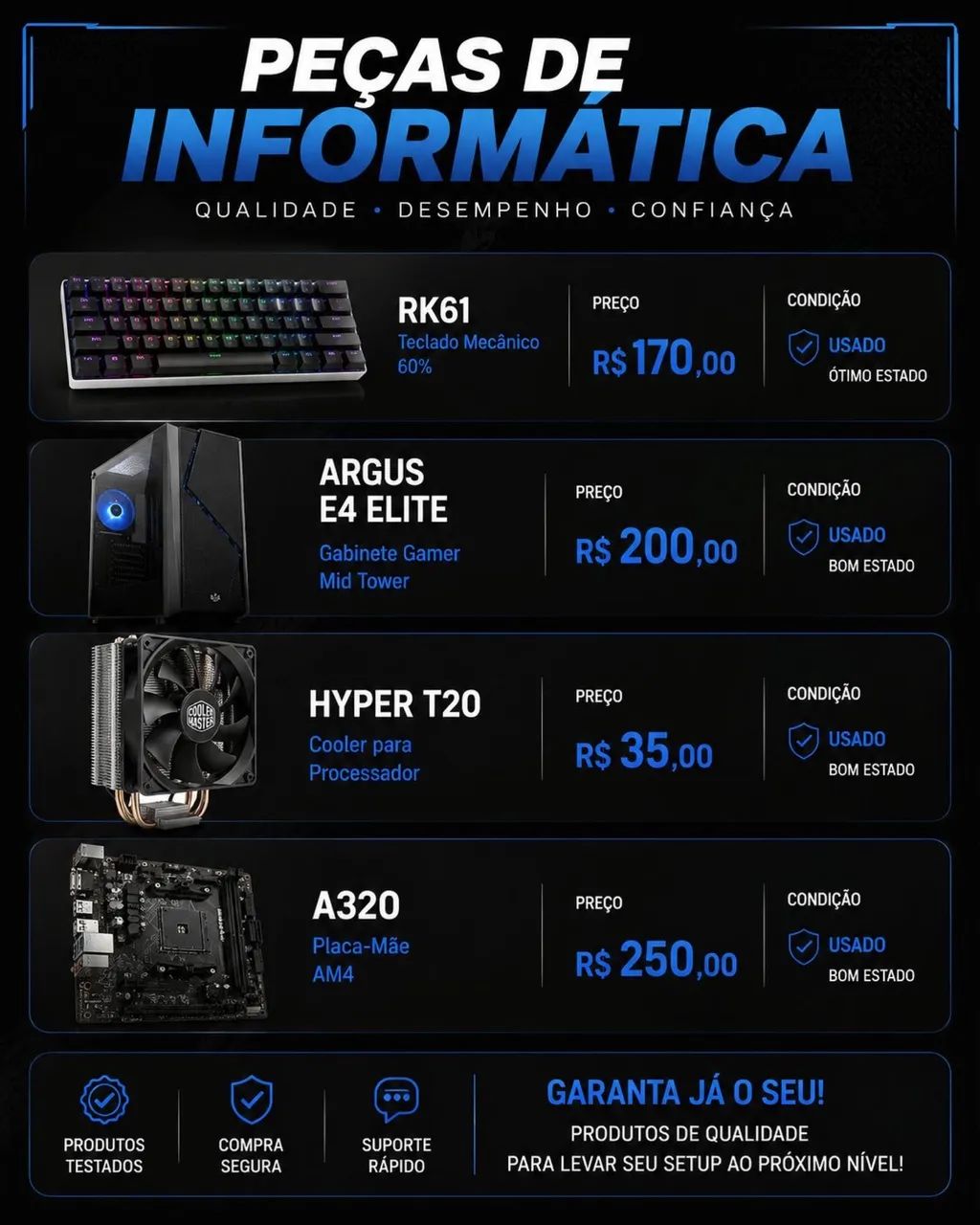 Peças de Informática ( teclado, placa mãe, gabinete e cooler de processador  - Foto 4
