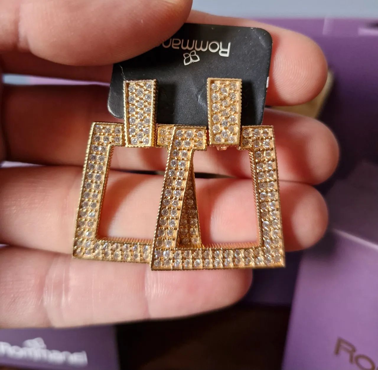 NOVA Semijoia Rommanel Brinco Banhado Ouro 18k - Original  - Foto 2