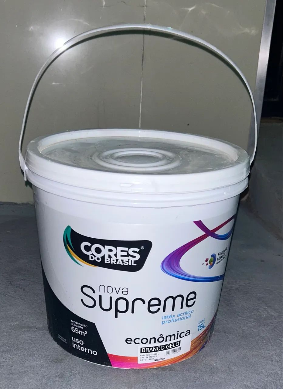 Tinta para uso interno. Cores do Brasil. Nova Supreme. 15 litros. COR: Branco Gelo. 