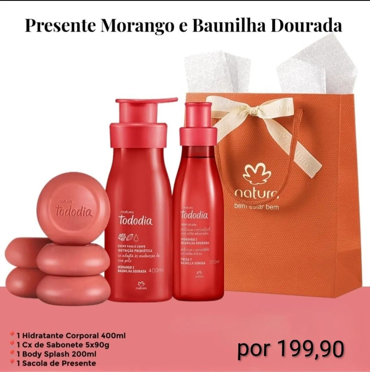 Presente morango e baunilha dourada 