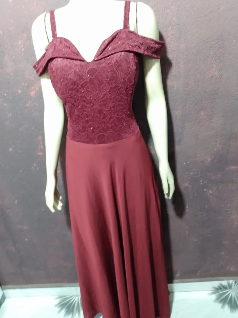 Vestido longo vinho