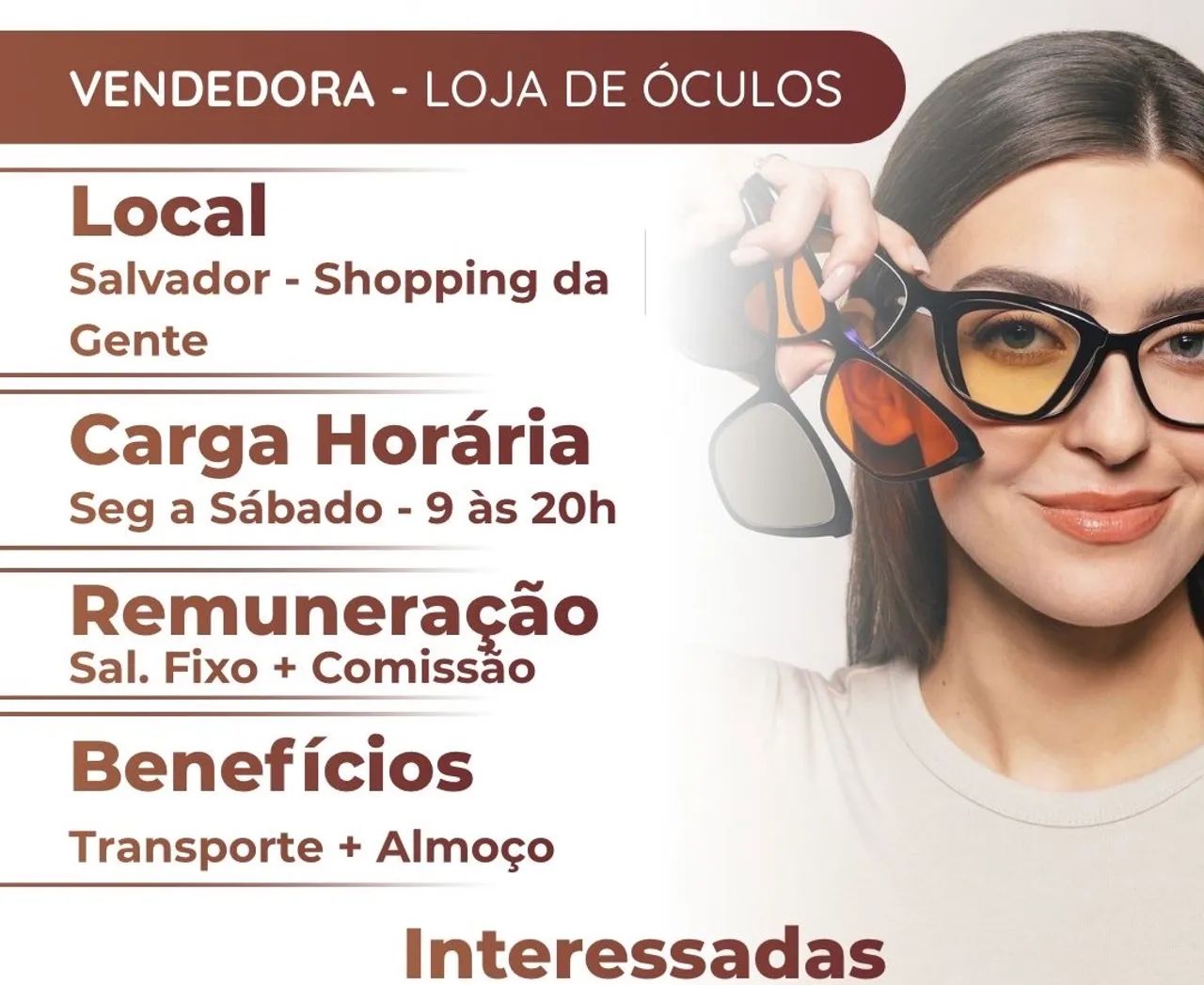 Vaga de emprego ótica 