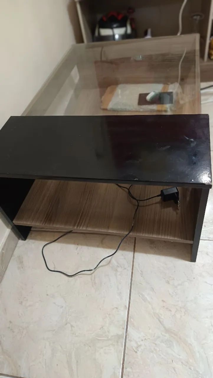 Kit com 2 Mesas de Cabeceira + Mesa de Centro com Vidro