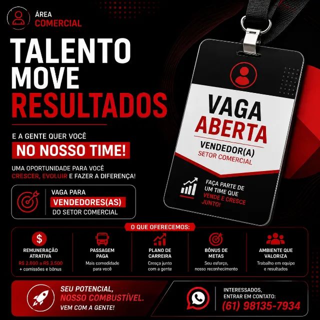 Consultor Comercial - Contratação imediata