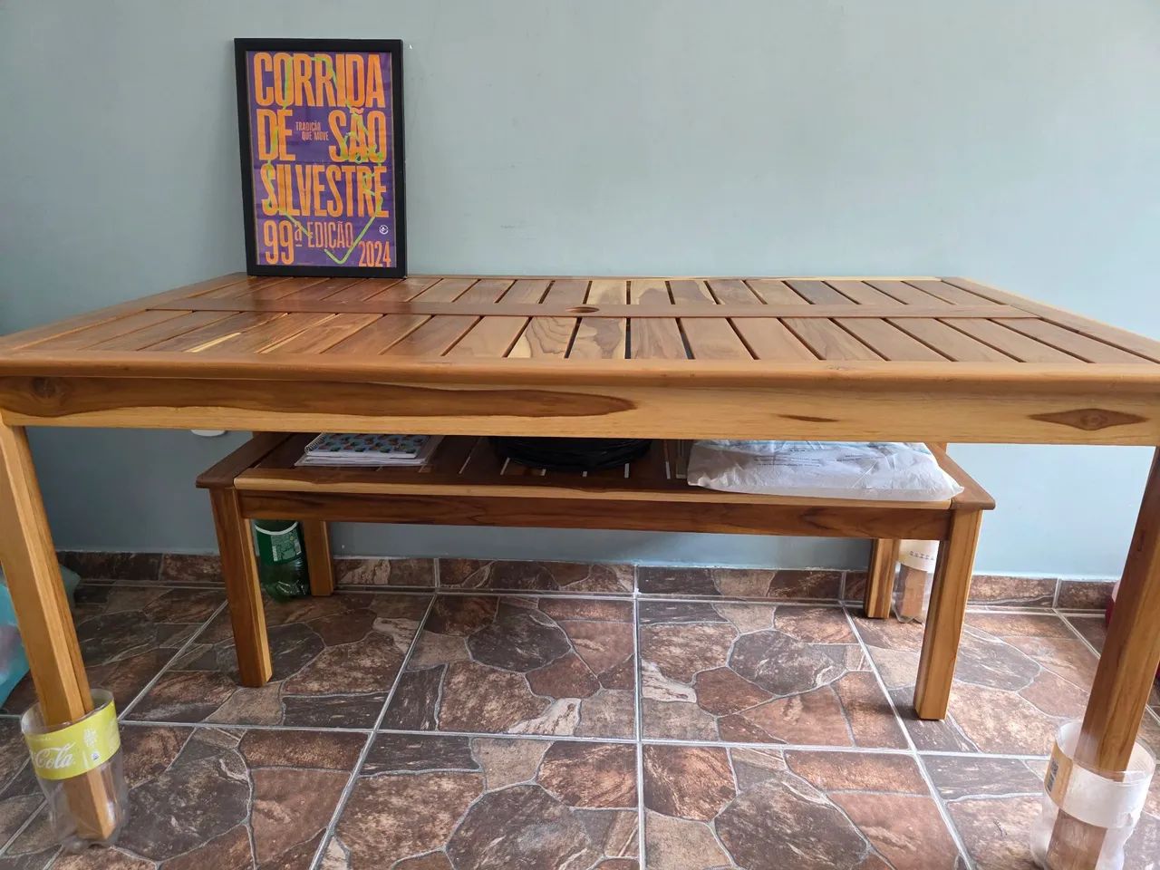 Mesa em madeira marrom - Foto 5