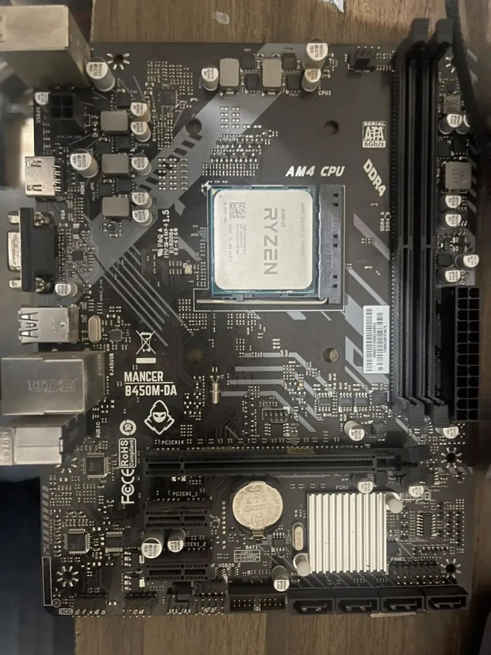 Kit Ryzen 5 4600G + Mancer B450 + Cooler Original | Completo e Funcionando