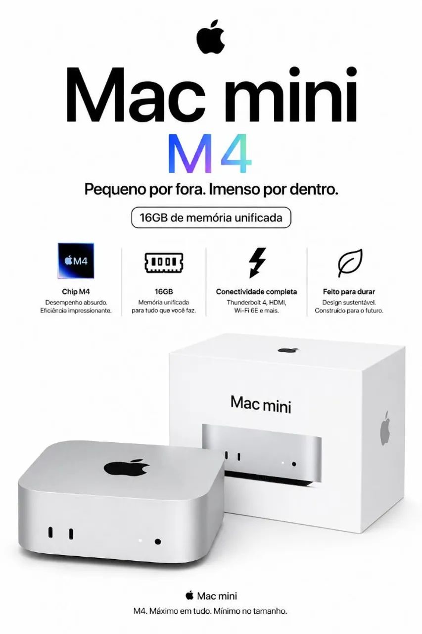 MAC MINI M4 16 memória 256 SSD NOVO TOP sua evolução da sua