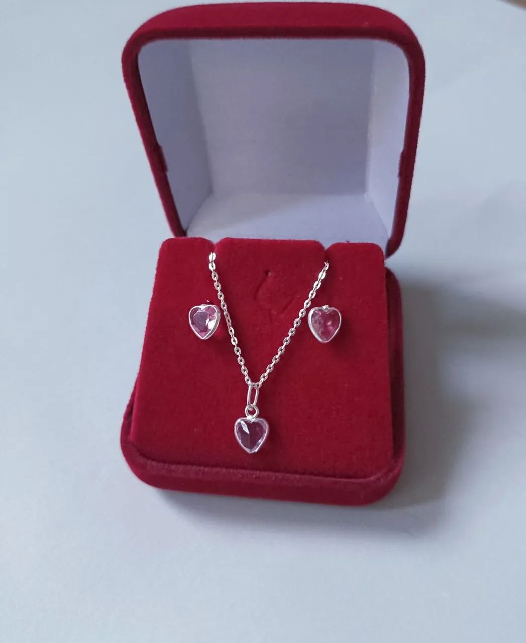 Conjunto colar e brincos Prata 925 legítima 