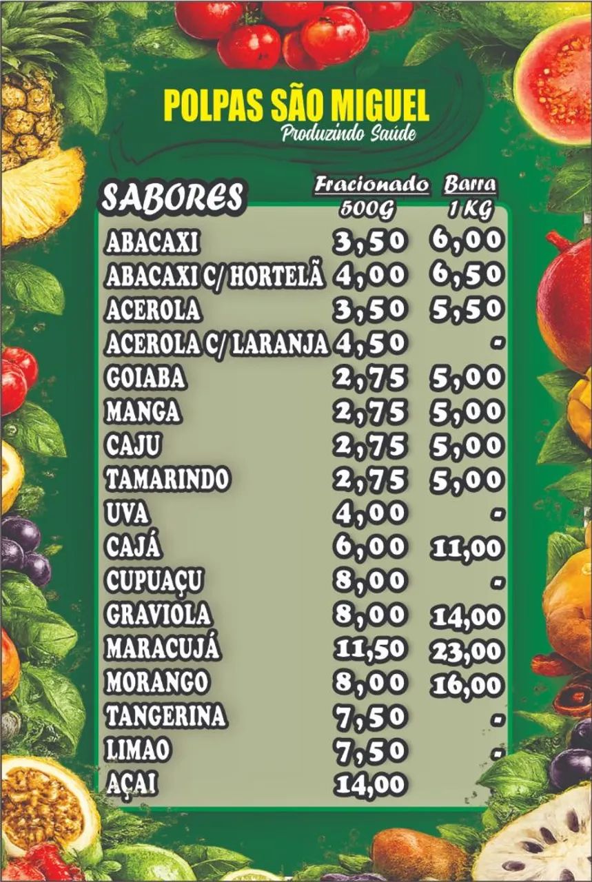 Polpas de Frutas direto da fábrica 