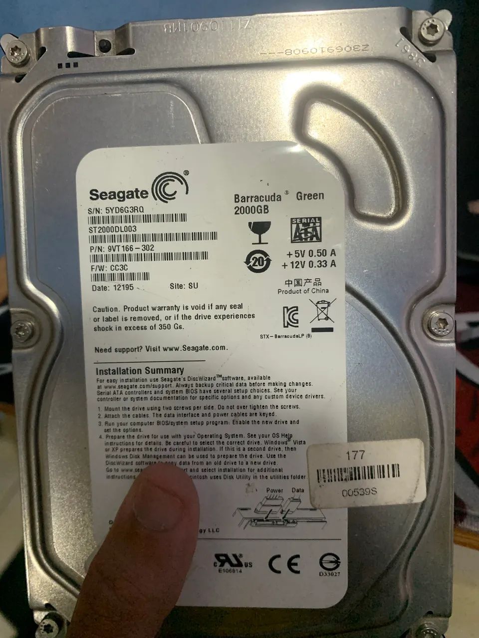 HD Seagate Barracuda Green de 2TB.