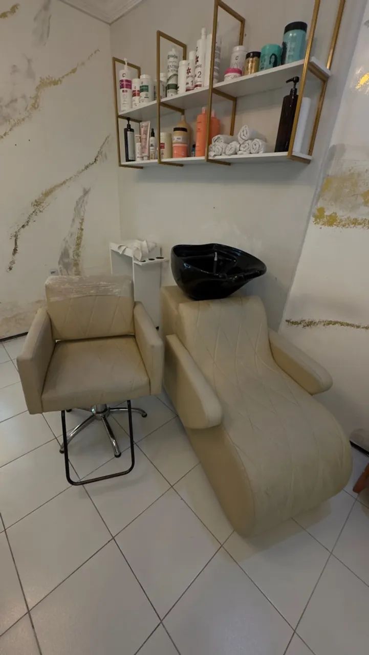 Lavatório e cadeira cabeleireira 