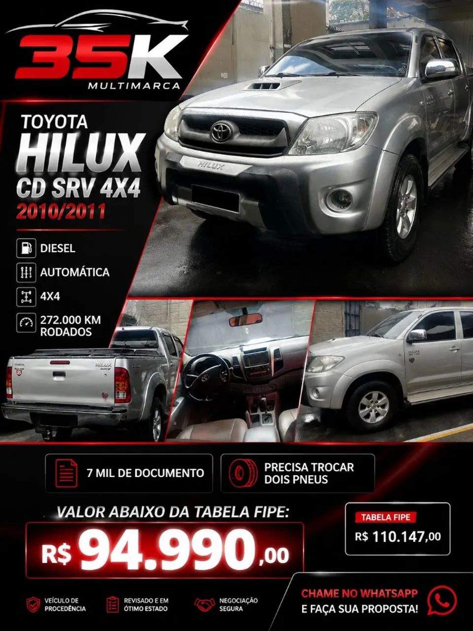 Toyota Hilux Hilux CD SRV D4-D 4x4 3.0 TDI Diesel Aut 2011