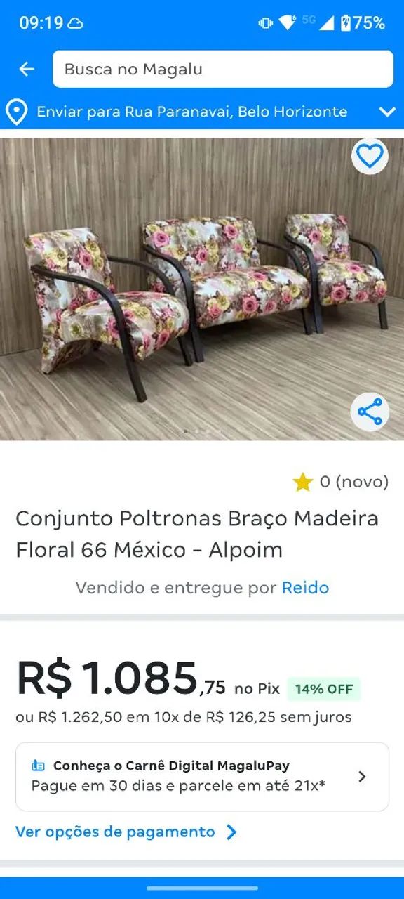 Conjunto de poltrona braço de madeira floral mexico  - Foto 5