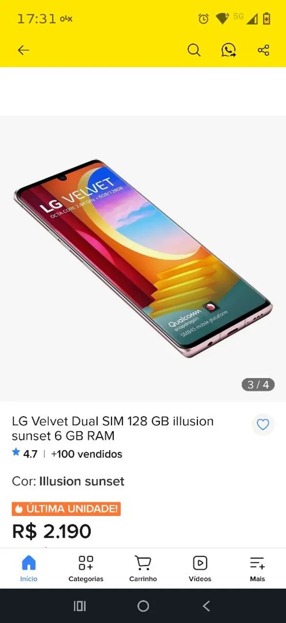 Celular LG VELVET funciona perfeitamente,livre pra qualquer teste - Foto 2