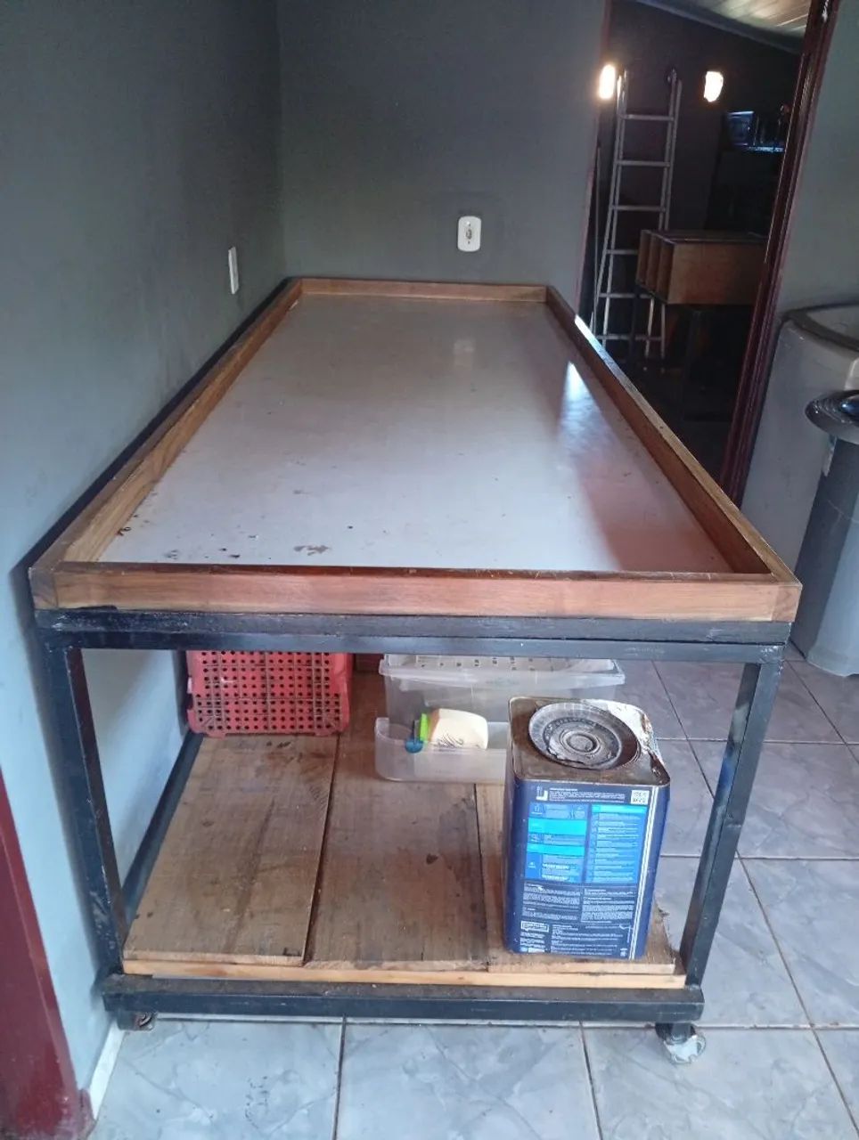 Mesa branca fórmica verdurao frutaria - Foto 2