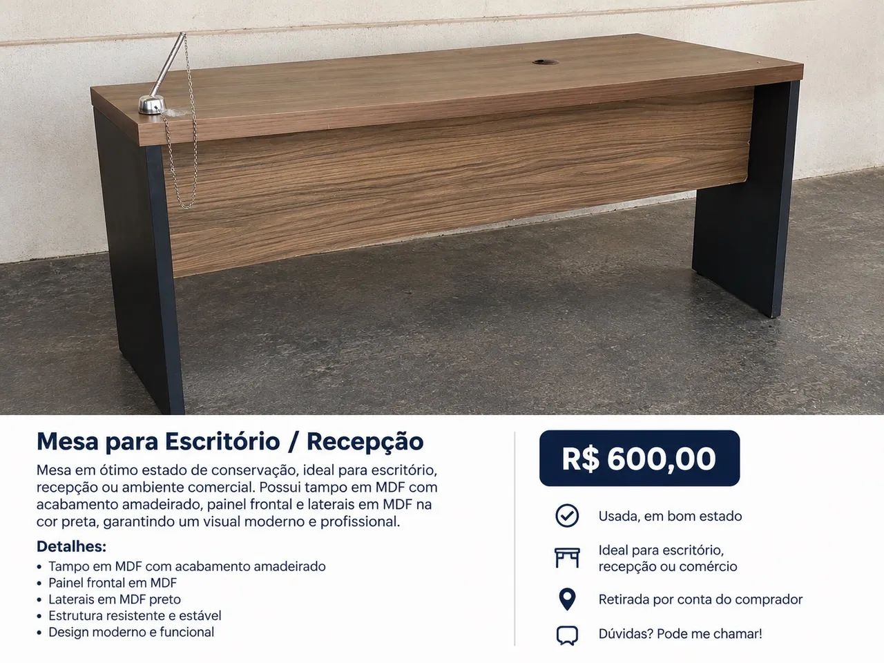 Mesa de escritório MDF resistente 