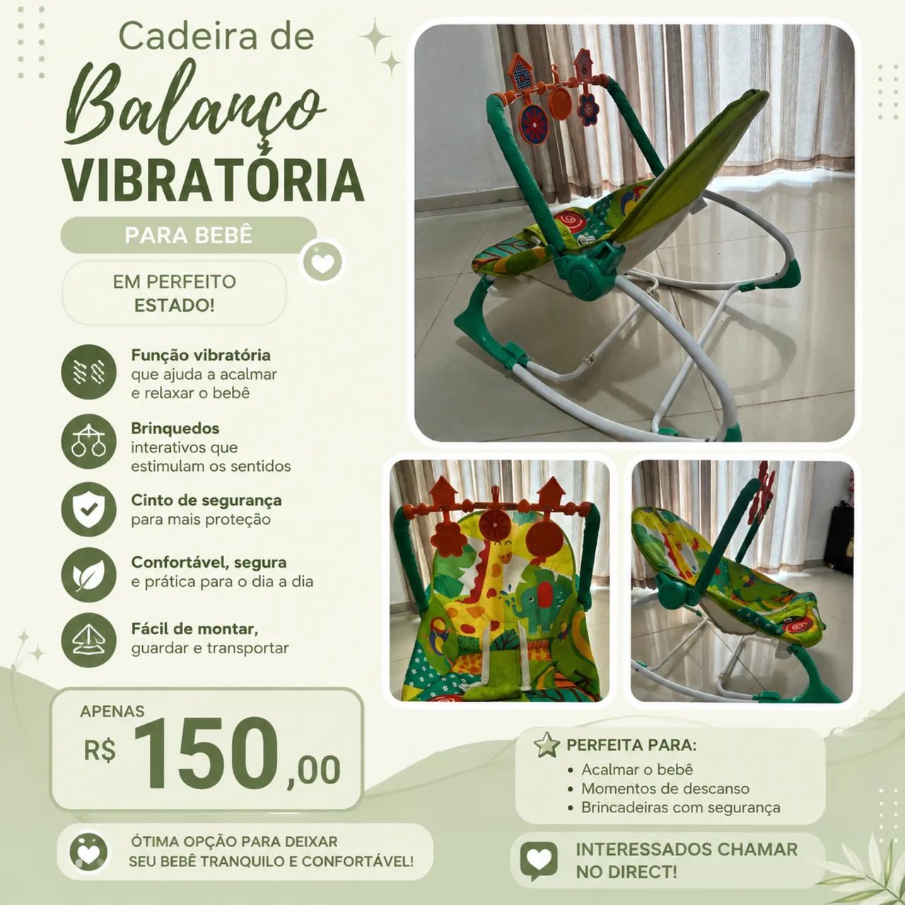 Vende-se cadeira vibratória para bebê 