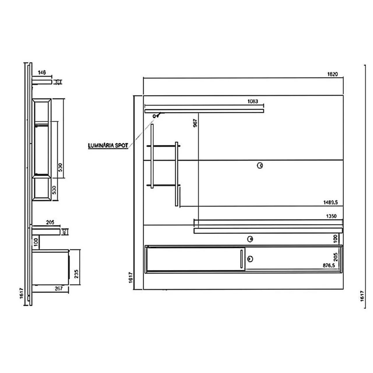 Painel para TV até 60 Polegadas 1.8 Mila Dj - Off White/ Marroquim Com Luminária de Led<br> - Foto 3