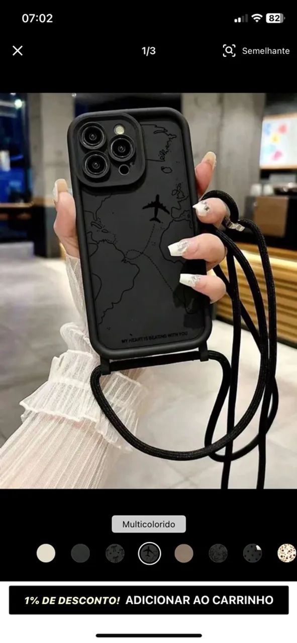 Capinha de celular com cordão 