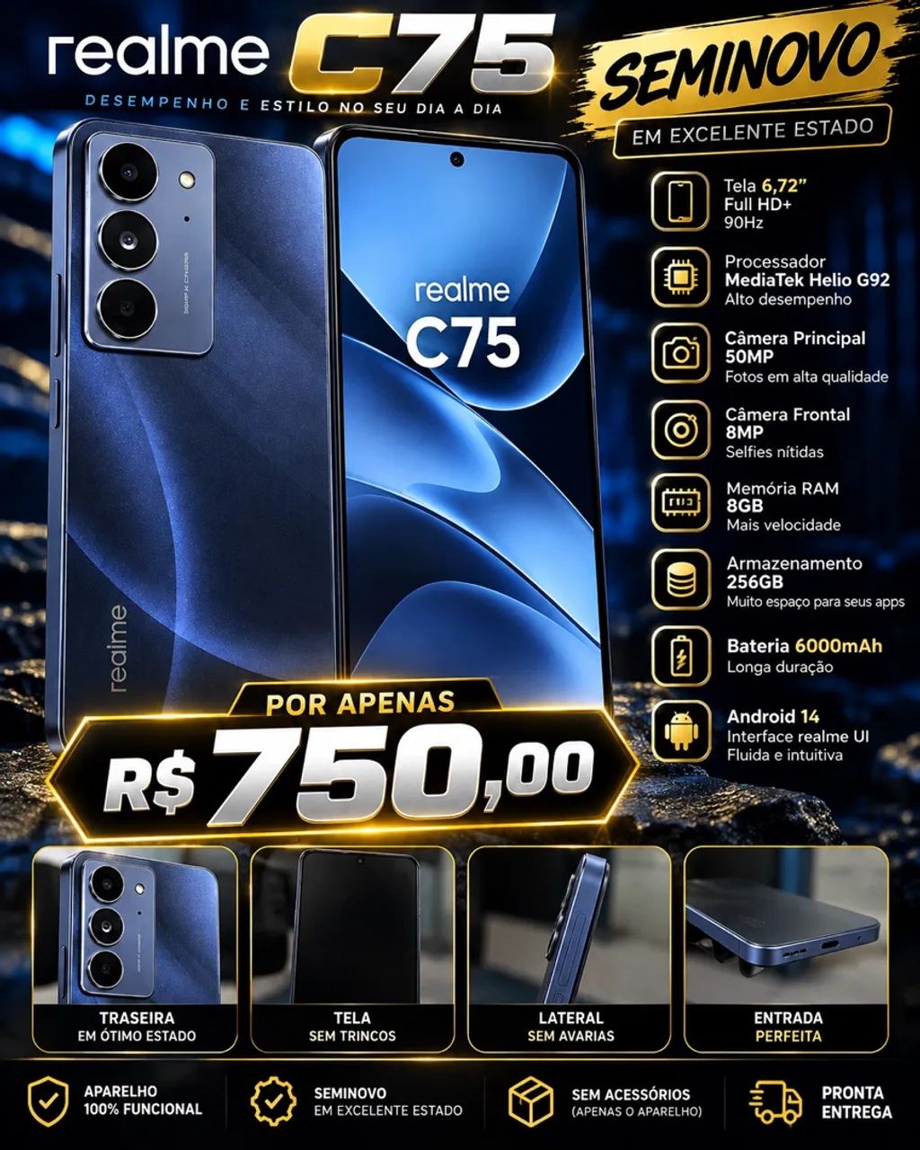 Realme C75 Semi novo 