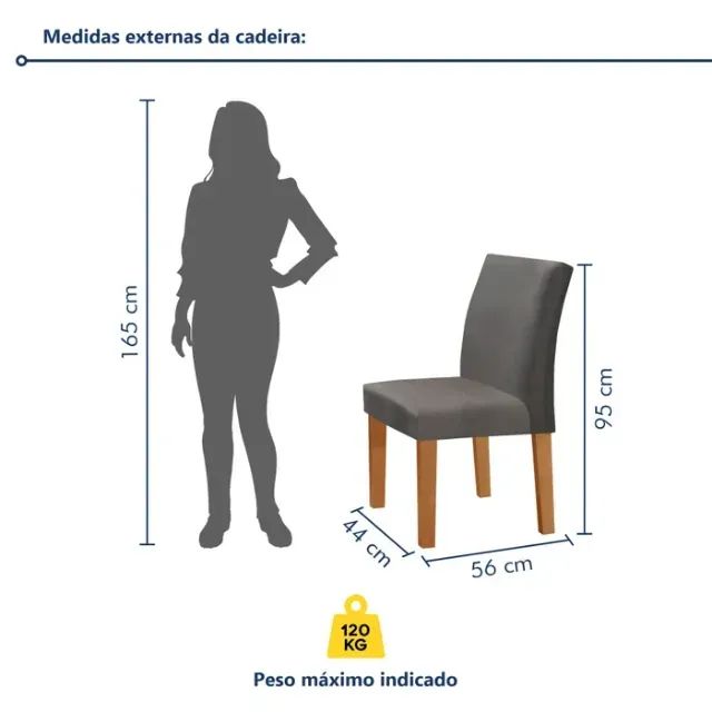 Mesa de Jantar 4 Pessoas com Cadeiras Nova cor Grafitte - Foto 2