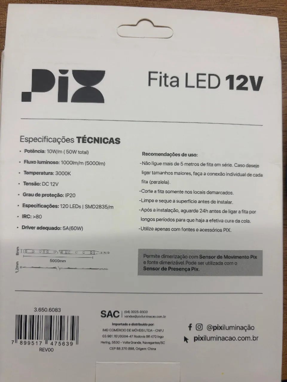 Fita de LED Pix Iluminação 10W Pix Iluminação 12V 5 metros 36506083 - Foto 3