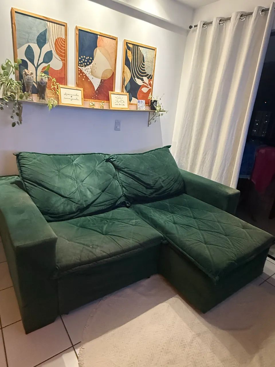 Sofá veludo verde 
