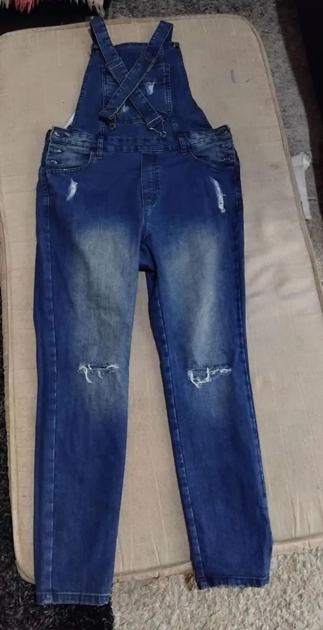 Macacão jeans feminino n44 