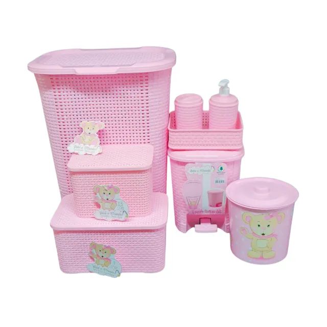 Kit Quarto Bebê Rattan Completo | Azul, Rosa e Branco | Entrega Grátis - Foto 3