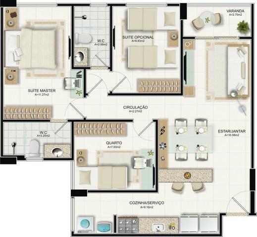 Apartamento 3 Quartos, 74m2, 240 mil!!! - Foto 4