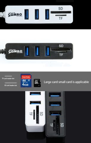 Hub Usb 2.0 Expansor Hub Usb 3 Portas Com Leitor De Cartão de Memória - Foto 4