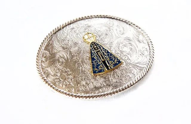 Fivela Cowboy Country Nossa Senhora Aparecida Prateada - Foto 5