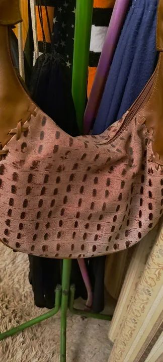 Bolsa de couro legítimo marrom