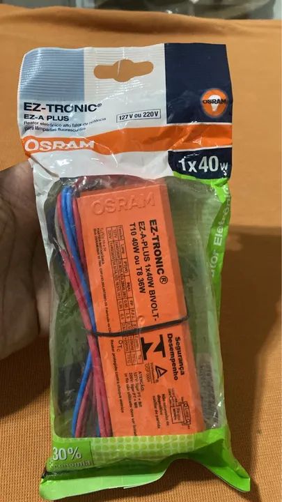 Reator eletrônico T10 1 x 40W ou T8 36W OSRAM lâmpadas fluorescentes 127v ou 220v - Foto 2