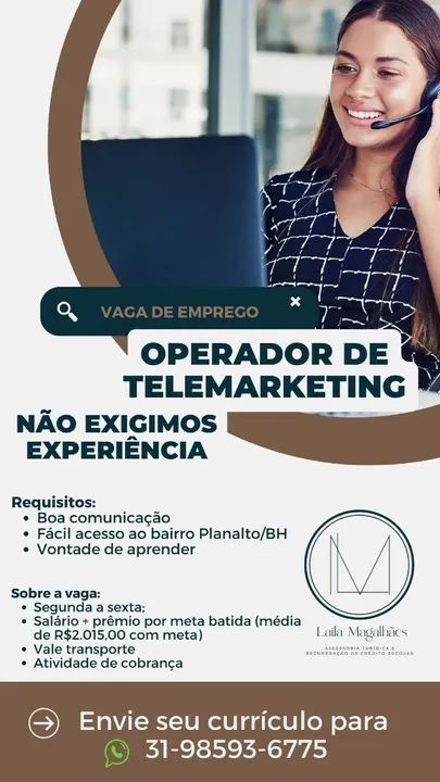 OPERADOR (A) DE TELEMARKETING