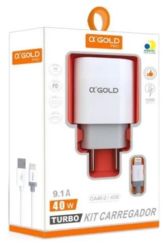 Carregador Pro 40w Turbo Duplo iPhone XR 11 12 13 14 Pro Max