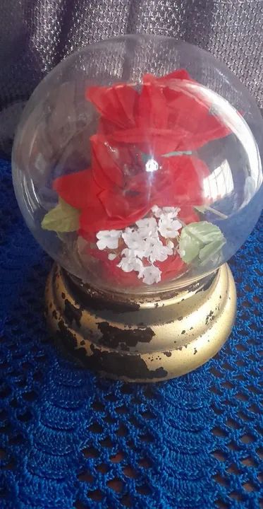 Antigo globo de vidro com flor - Foto 2