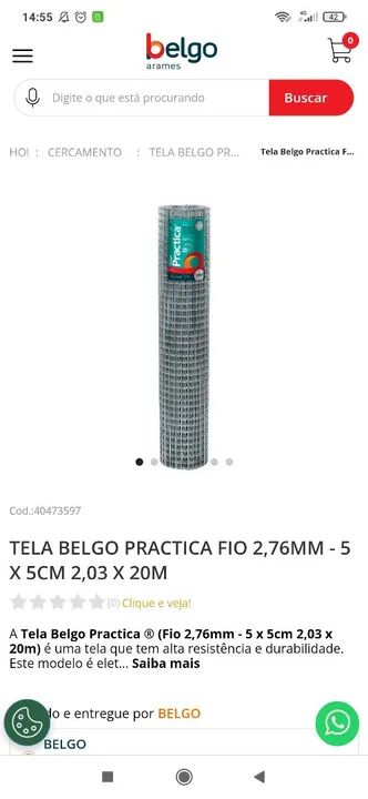 Tela de Arame Belgo 5x5cm x 2,03m - Foto 2