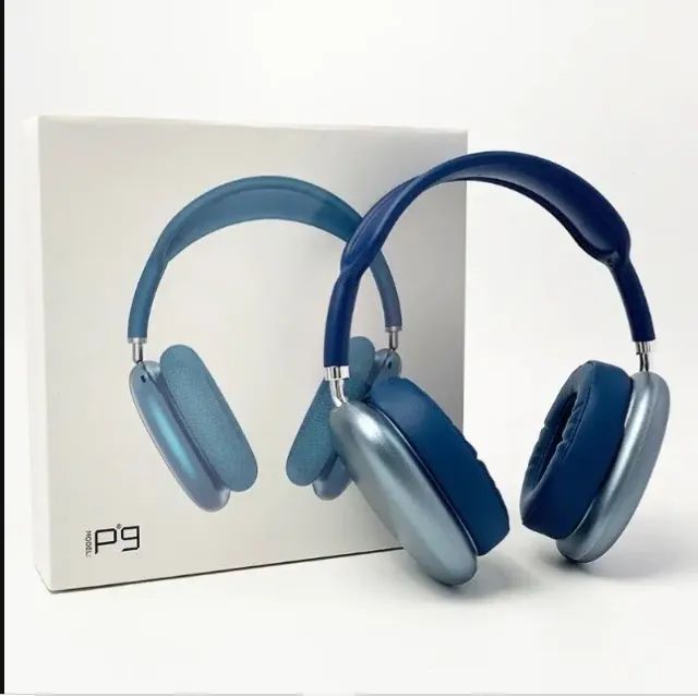  Fone de ouvido over-ear gamer sem fio Bluetooth P9 Azul - Foto 4