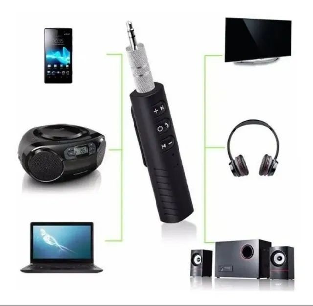 Receptor Adaptador de Áudio Bluetooth Portátil Hands-Free, 3.5mm Stereo Music