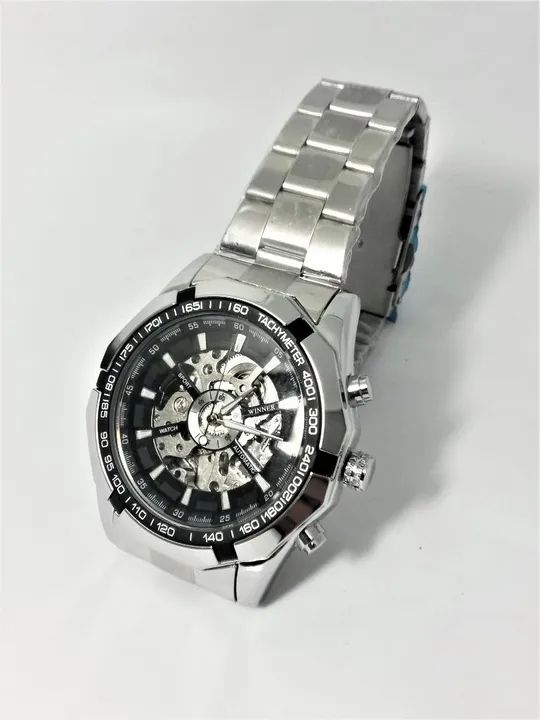 Relógio Masculino Skeleton Todo em Metal