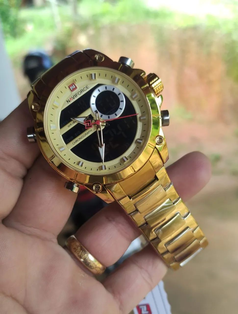 Relógio Masculino Naviforce Dourado Nf9163 Todo em aço