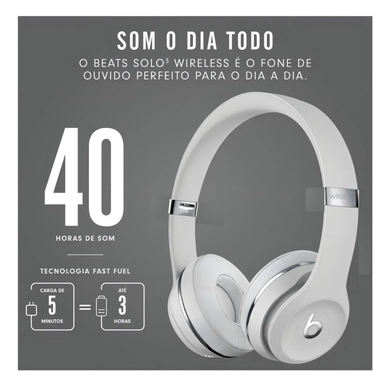 Fone Beats Solo 3 Bluetooth Prata Acetinado (40hs) - Foto 3