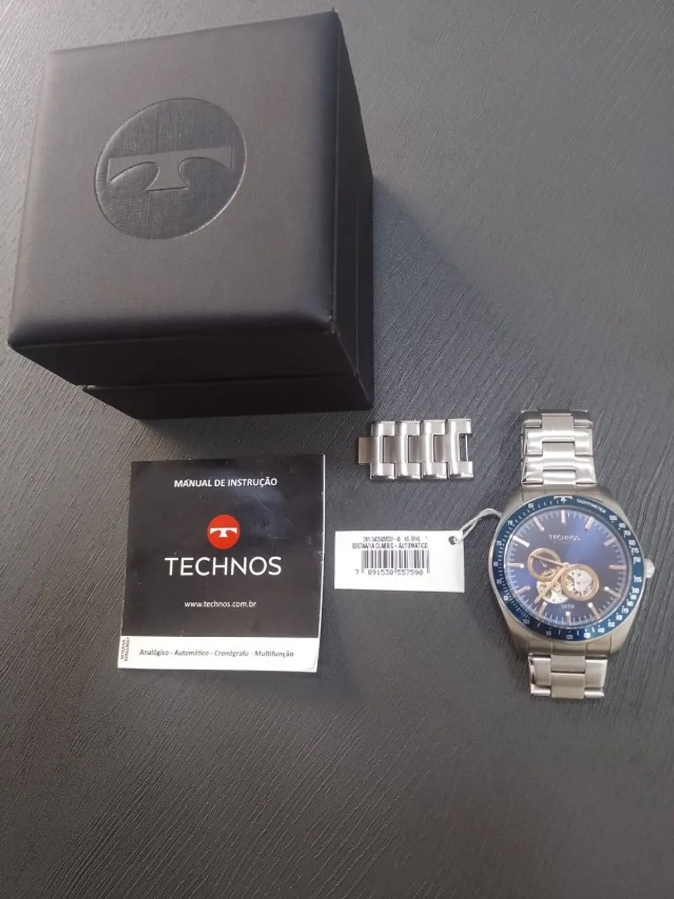Relógio Technos Automático - Prata e Azul Mod. 82S7AA/1A - Foto 5